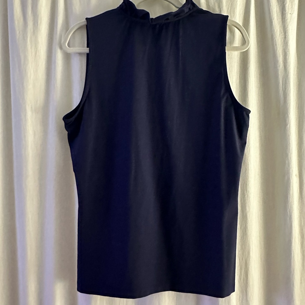 J McLaughlin Navy Sleeveless Ruffle Too - Picture 2 of 3